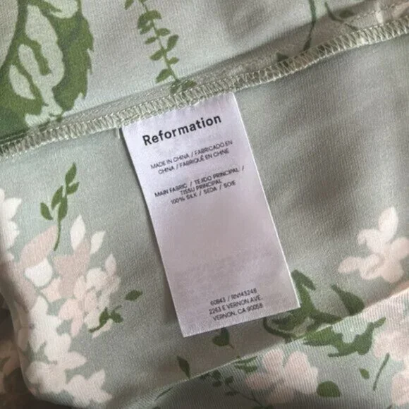 NEW Reformation Frankie Long Silk Dress in Tea Garden Green Floral | size 6 - Picture 11 of 12